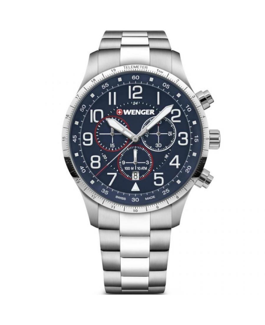 Men Swiss Classic Quartz Watch Wenger 01.1543.118 Blue Dial