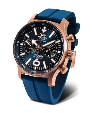 Mężczyźni sportowy Diver kwarcowy analogowe Zegarek Chronograf VOSTOK EUROPE 6S21-595B645BLUE Niebieska Dial 47mm