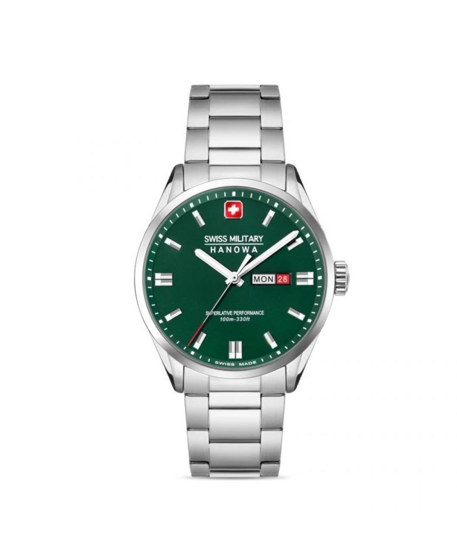 Мужские Классические Швейцарские Кварцевый Аналоговый Часы SWISS MILITARY HANOWA SMWGH0001603 Зелёный Dial 43mm