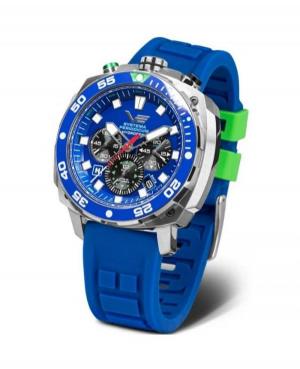 Men Sports Diver Quartz Analog Watch Chronograph VOSTOK EUROPE VK67-650A720 Blue Dial 49.5mm