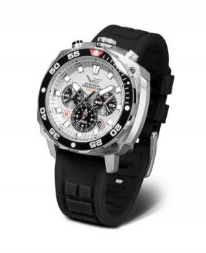 Mężczyźni sportowy Diver kwarcowy analogowe Zegarek Chronograf VOSTOK EUROPE VK67-650A722SILBK Biały Dial 49.5mm