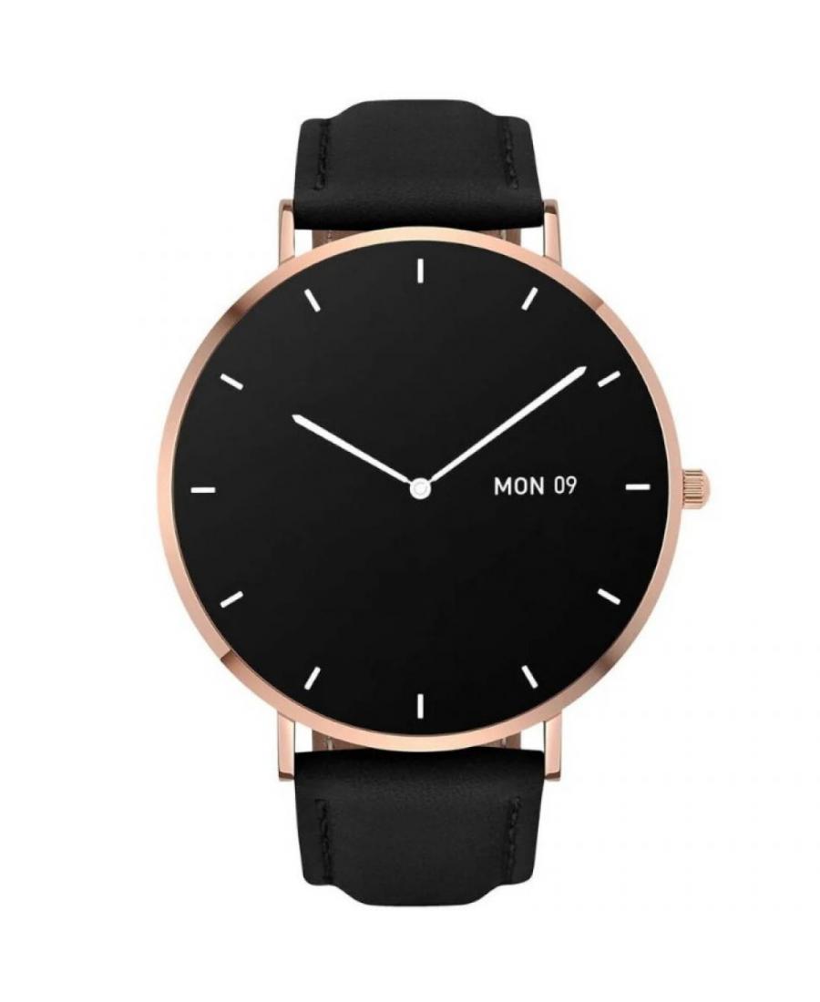 Men Fashion Sports Functional Smart watch Quartz Watch Garett Verona gold-black leather Black Dial