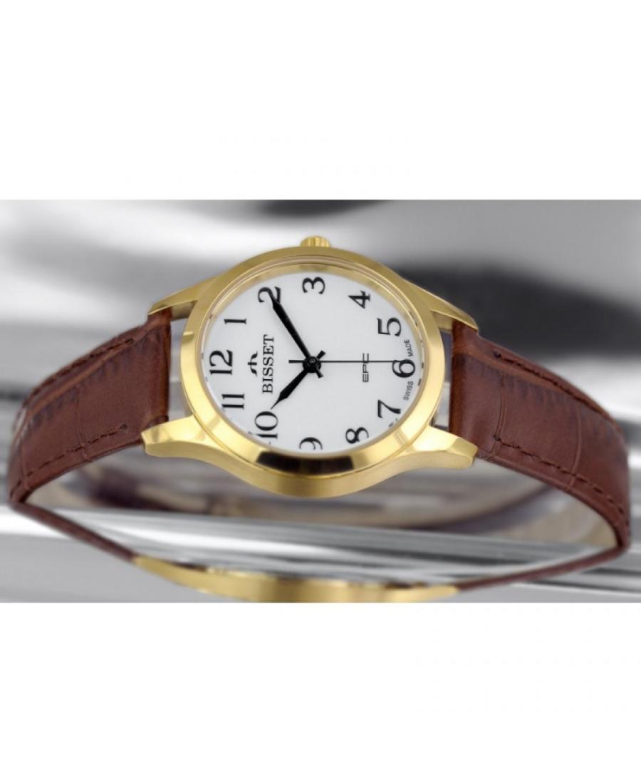 Kobiety klasyczny Szwajcar kwarcowy analogowe Zegarek BISSET BSAE39GAWX05BX Biały Dial 28mm