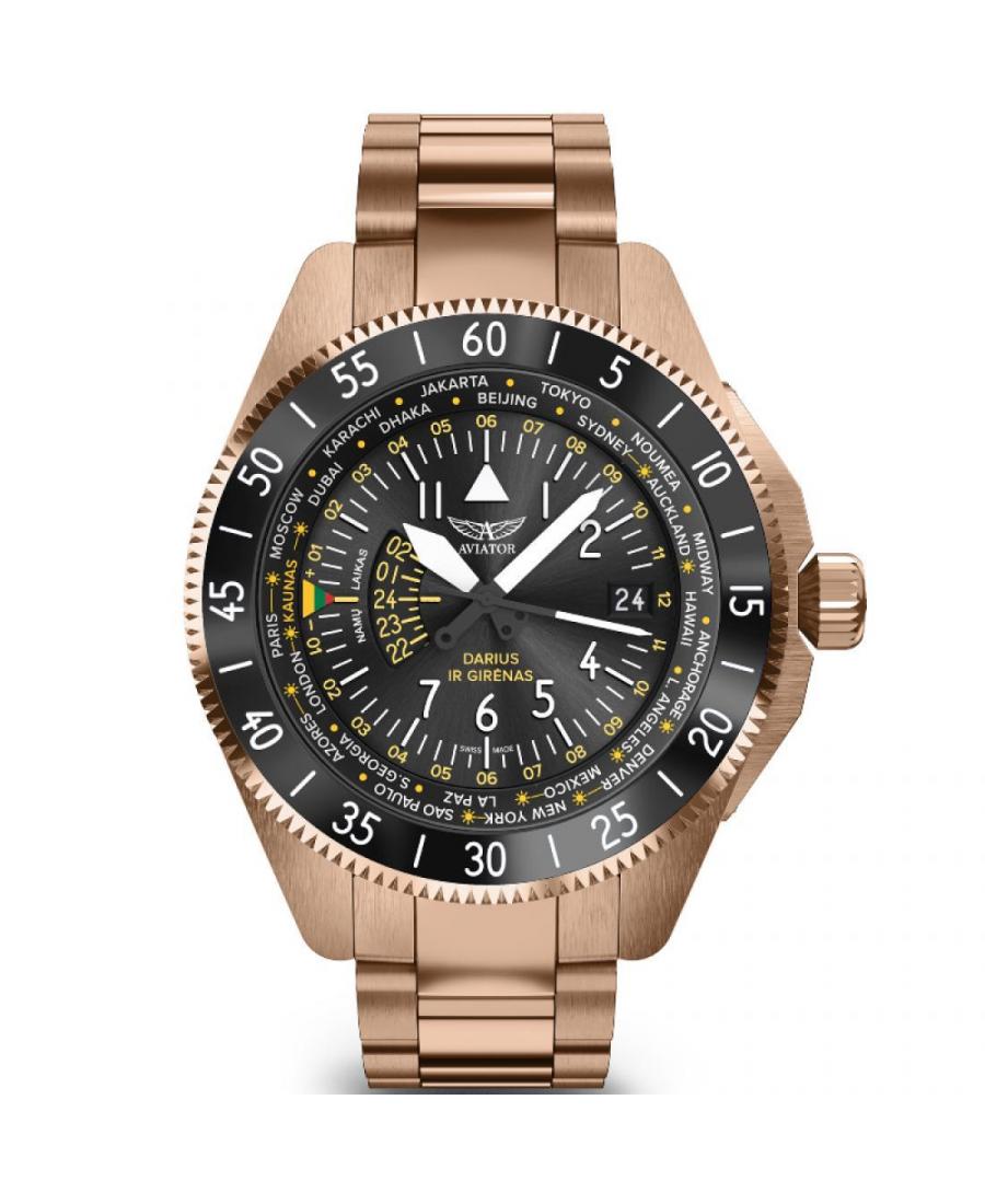 Men Swiss Classic Quartz Watch AVIATOR V.1.37.2.292.5 Black Dial