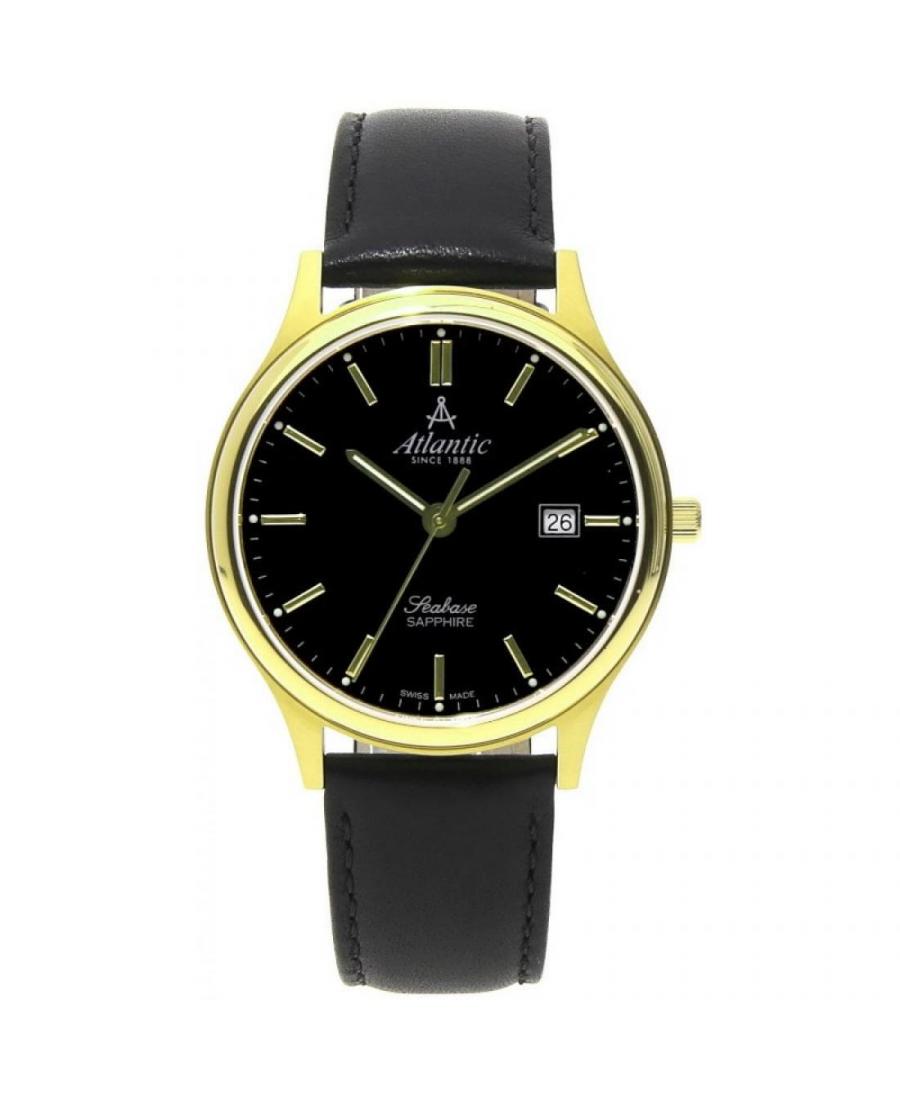 Men Classic Swiss Quartz Analog Watch ATLANTIC 60343.45.61 Black Dial 40mm