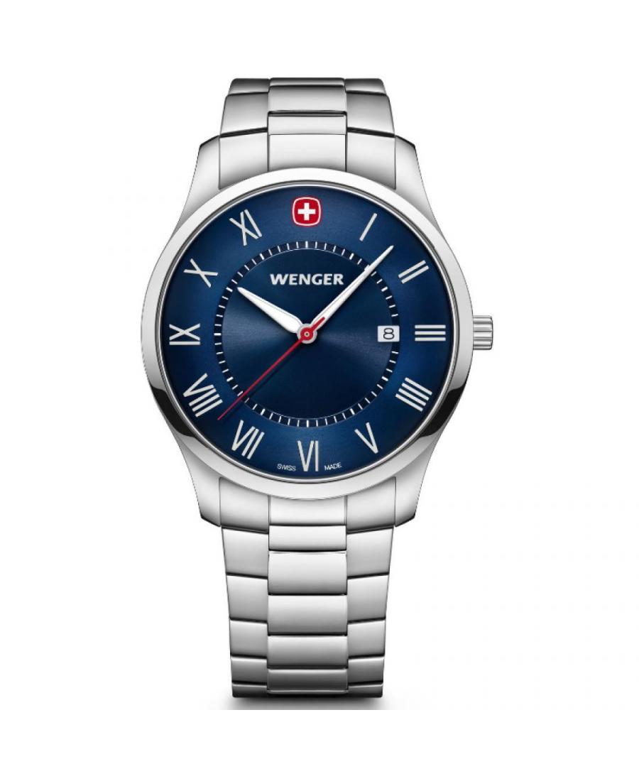 Men Swiss Classic Quartz Watch Wenger 01.1441.137 Blue Dial