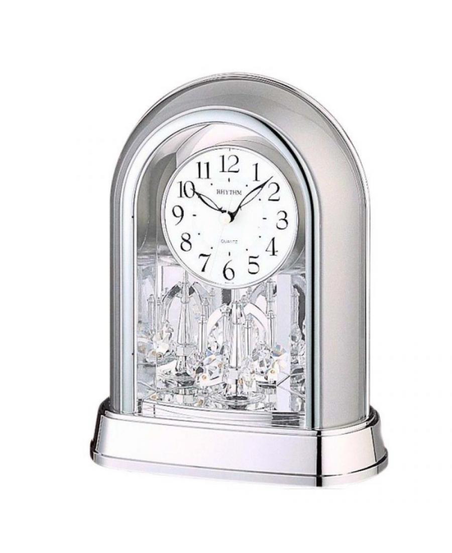 RHYTHM 4SG696WR19 Table clock Quartz Plastic Silver color Plastik Tworzywo Sztuczne Kolor srebrny