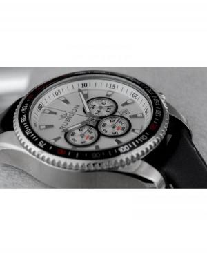 Мужские Спортивные Кварцевый Часы Хронограф RUBICON RNCC67MSWHBK Серебряного цвета Dial 45mm
