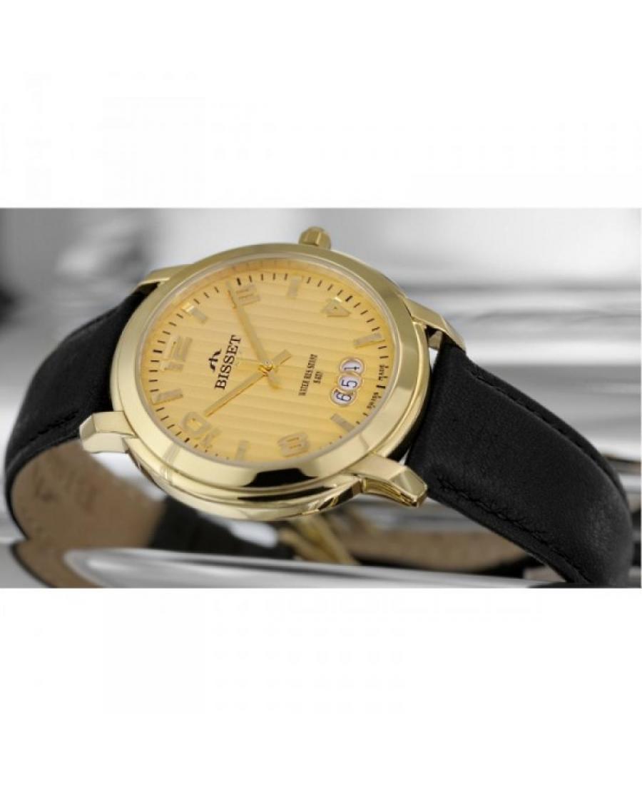 Men Classic Swiss Quartz Analog Watch BISSET BSCD59GMGX05BX Yellow Dial 40mm