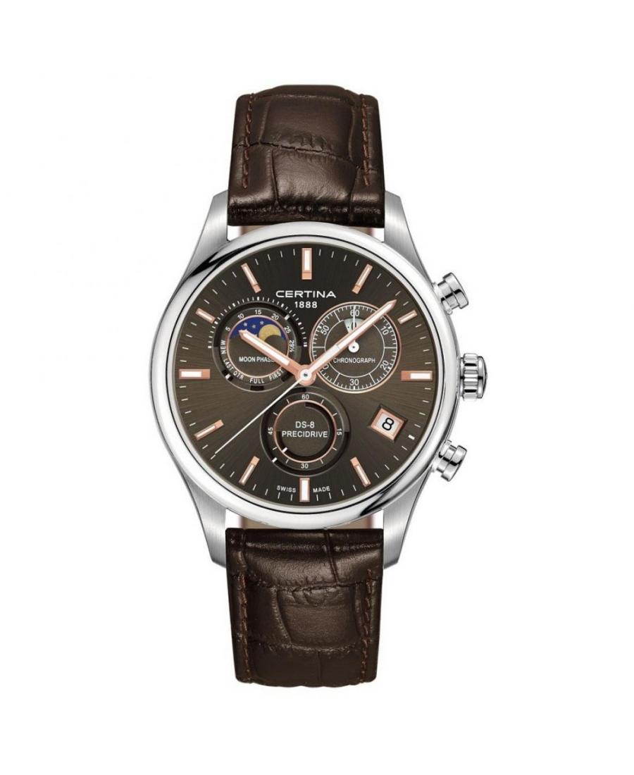Mężczyźni Moda Luxury Szwajcar kwarcowy analogowe Zegarek Chronograf CERTINA C033.450.16.081.00 Brązowy Dial 42mm