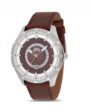 Men Classic Quartz Analog Watch SLAZENGER SL.9.1266.1.02 Brown Dial 45mm