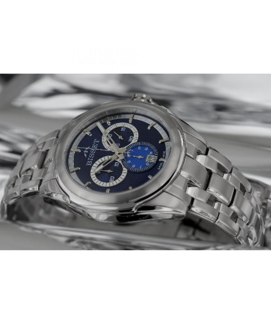 Мужские Швейцарские Fashion Классические Кварцевый Часы Bisset BSDD99SIDX10AX Синий Циферблат