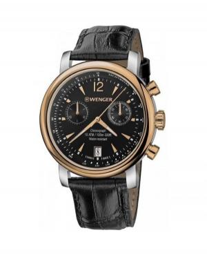 Men Classic Swiss Quartz Analog Watch Chronograph WENGER 01.1043.113 Black Dial 43mm