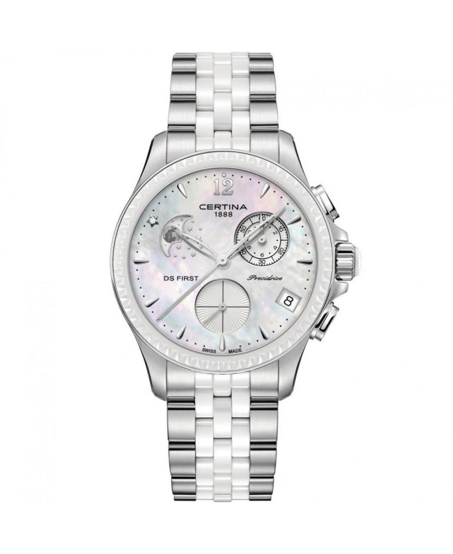 Kobiety Moda Luxury Szwajcar kwarcowy analogowe Zegarek Chronograf CERTINA C030.250.11.106.00 Matka Perłowa Dial 38mm
