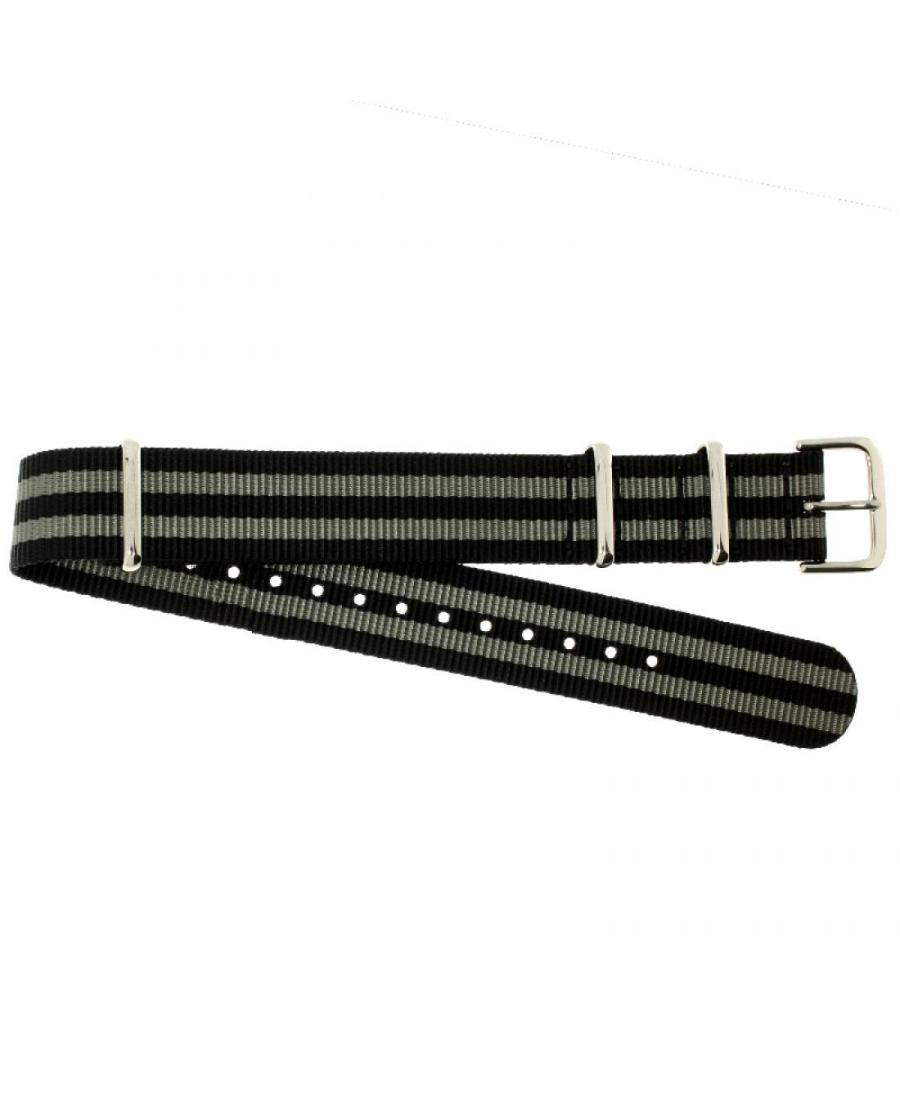 Watch Strap Woven miltary strap 111G.B/GSTP.18 Textile Gray Tekstylia Szary 18 mm