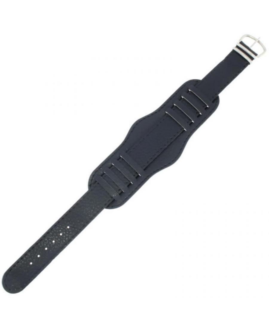 Retro-style watch strap KM1.01.18.W Imitation leather czarny Imitacja skóry Czarny 18 mm