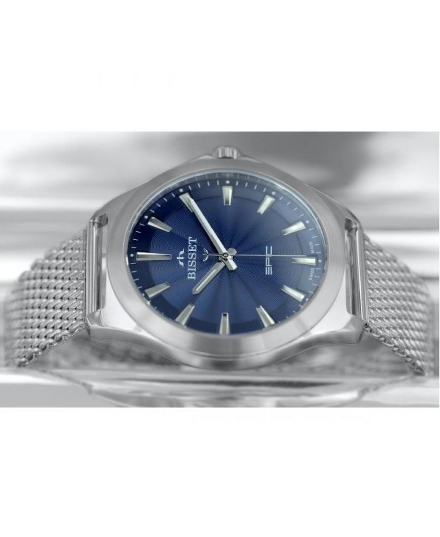 Men Classic Swiss Quartz Analog Watch BISSET BSDE49SIDX03BX Blue Dial 42mm