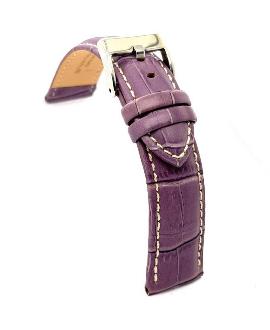 Watch Strap Diloy 378.22.18378.22.18 Skóra Purple Skórzany Fioletowy 22 mm
