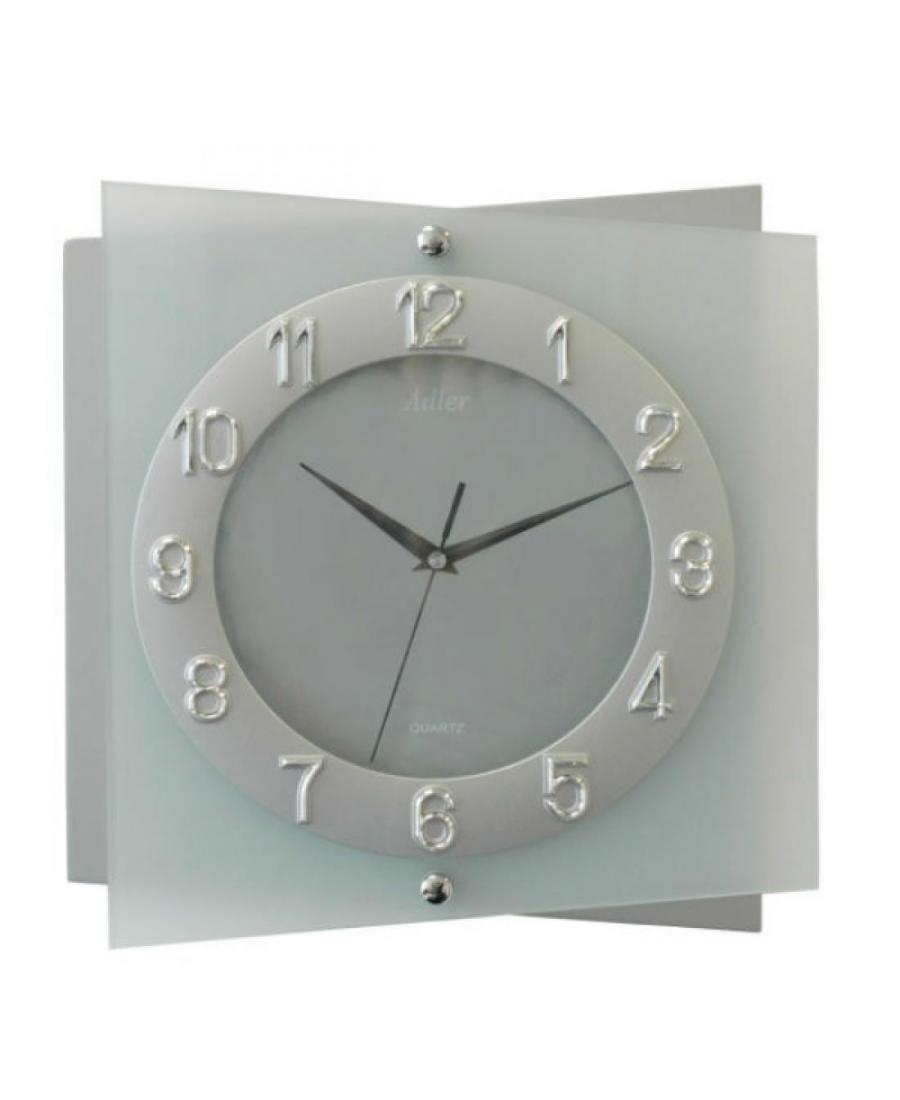 ADLER 21115SIL Quartz Wall Clock Glass Silver color