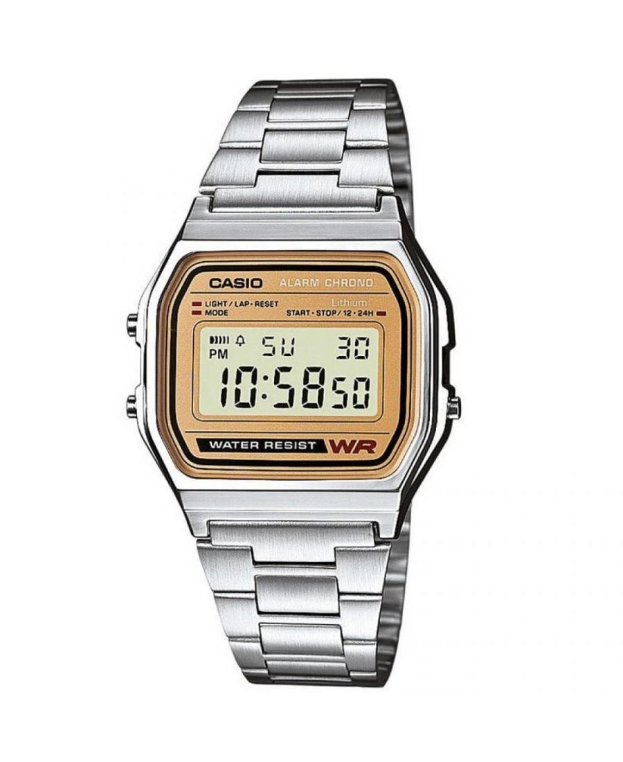 Men Functional Japan Quartz Digital Watch Alarm CASIO A158WEA-9EF Brown Dial 35mm