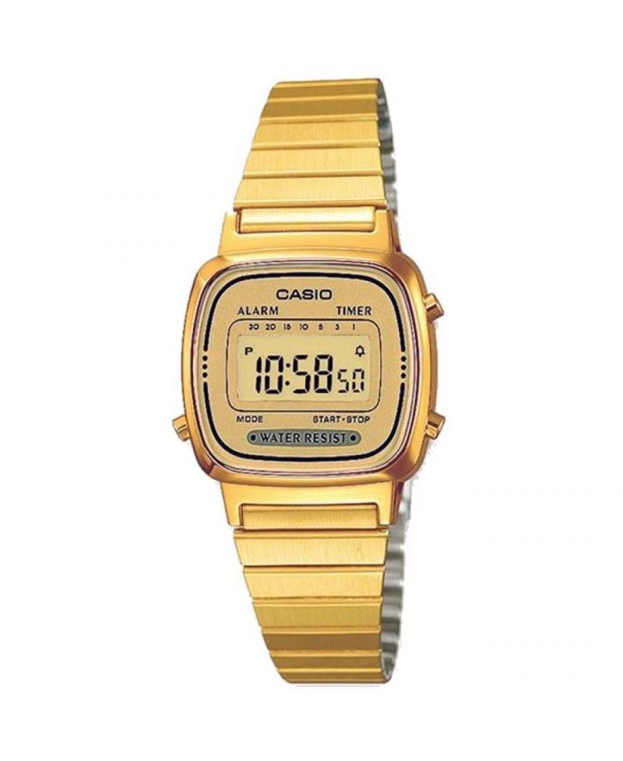Women Functional Japan Quartz Digital Watch Alarm CASIO LA670WEGA-9EF Golden Dial 25mm