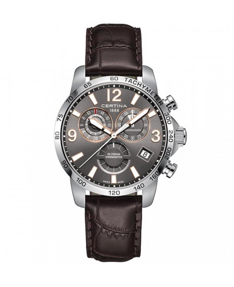 Mężczyźni Moda Luxury Szwajcar kwarcowy analogowe Zegarek Chronograf CERTINA C034.654.16.087.01 Szary Dial 43mm