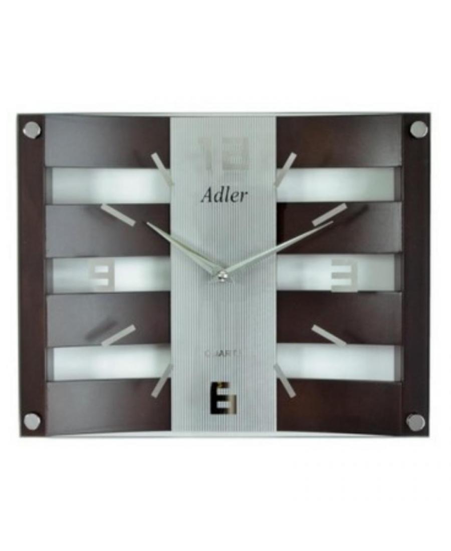 ADLER 21113W Quartz Wall Clock Glass Walnut Szkło Orzech