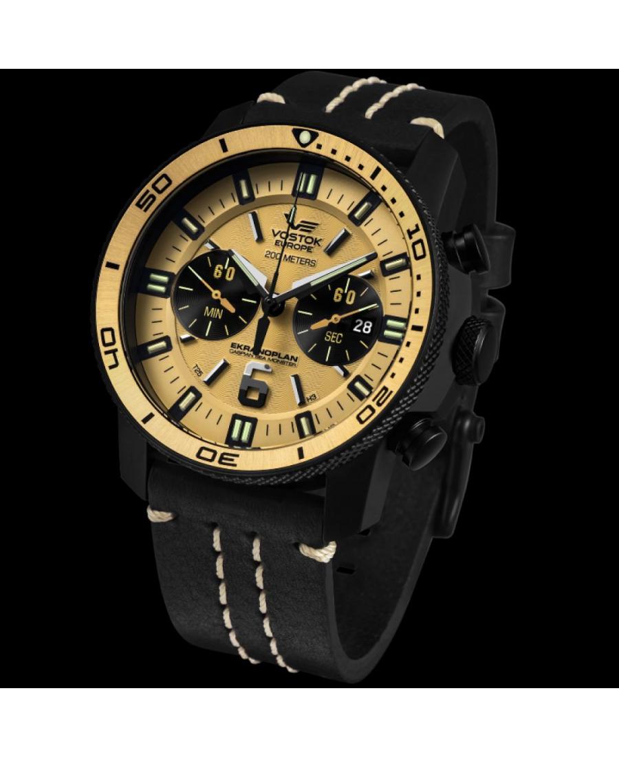 Mężczyźni Diver kwarcowy analogowe Zegarek VOSTOK EUROPE 6S21-546C512 Żółty Dial 47mm