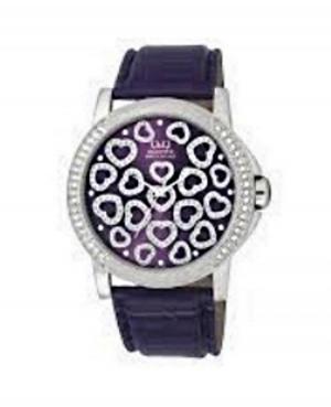 Женские Fashion Японские Кварцевый Аналоговый Часы Q&Q GS17J302Y Фиолетовый Dial 45mm