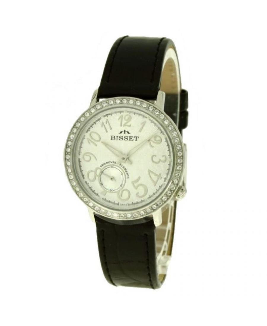 Kobiety Moda klasyczny Szwajcar kwarcowy analogowe Zegarek BISSET BS25C01Q LS WH BK Biały Dial 32.7mm