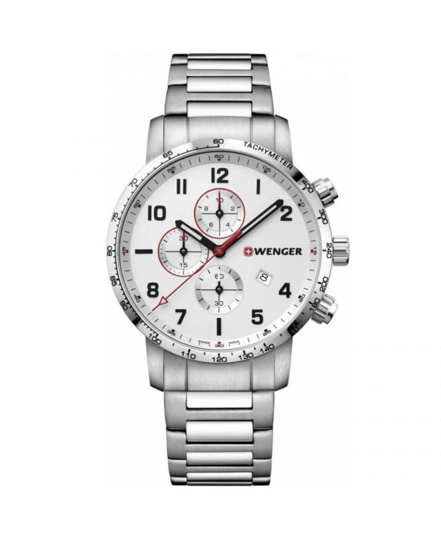 Men Swiss Classic Quartz Watch Wenger 01.1543.110 White Dial