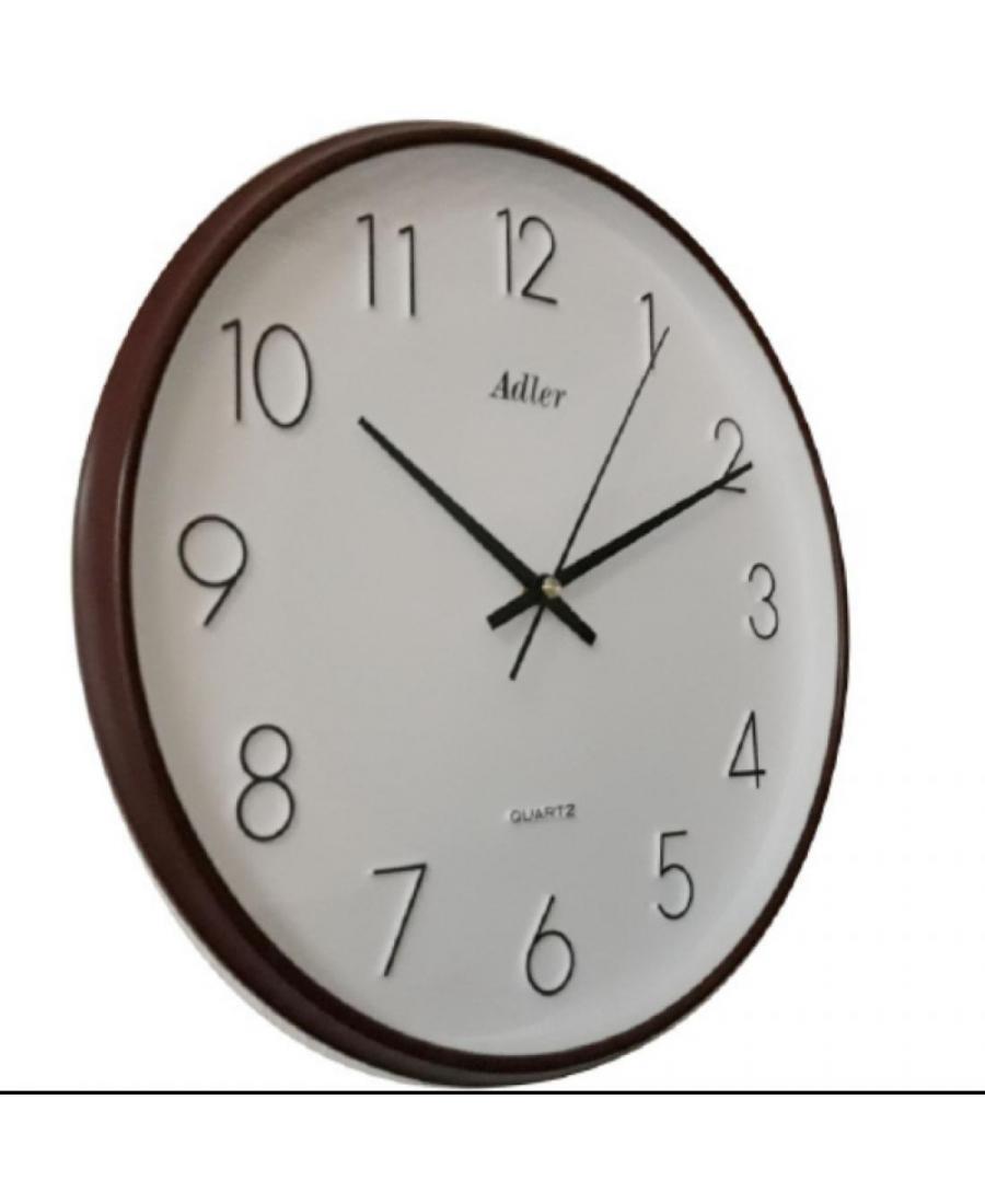 ADLER 30158BR/WH Quartz Wall Clock Plastic Brown