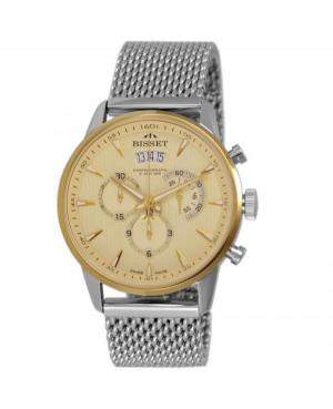 Men Classic Swiss Quartz Watch Chronograph BISSET BSDE88TIGX05AX Yellow Dial 42mm