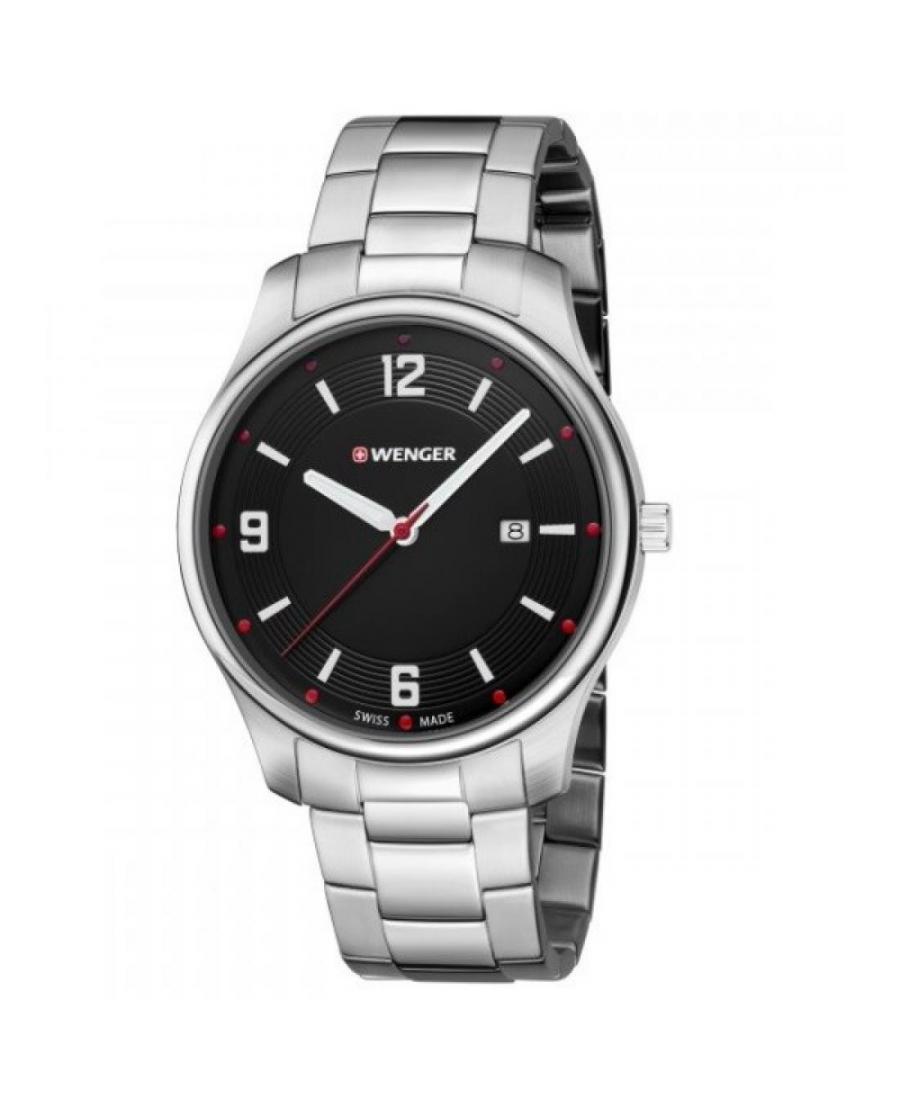 Mężczyźni klasyczny Szwajcar kwarcowy analogowe Zegarek WENGER 01.1441.110 Czarny Dial 43mm