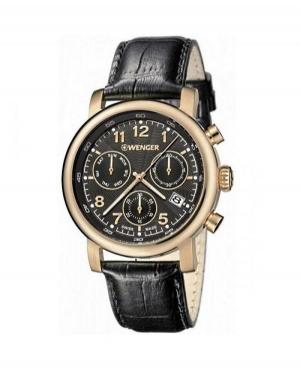 Men Classic Swiss Quartz Analog Watch Chronograph WENGER 01.1043.107 Black Dial 43mm