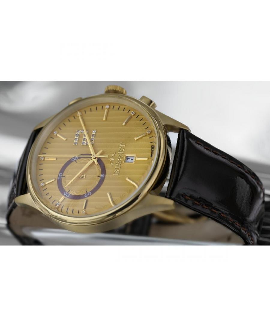 Men Fashion Classic Swiss Quartz Analog Watch Chronograph BISSET BSAD83GIGX05BX Yellow Dial 42mm