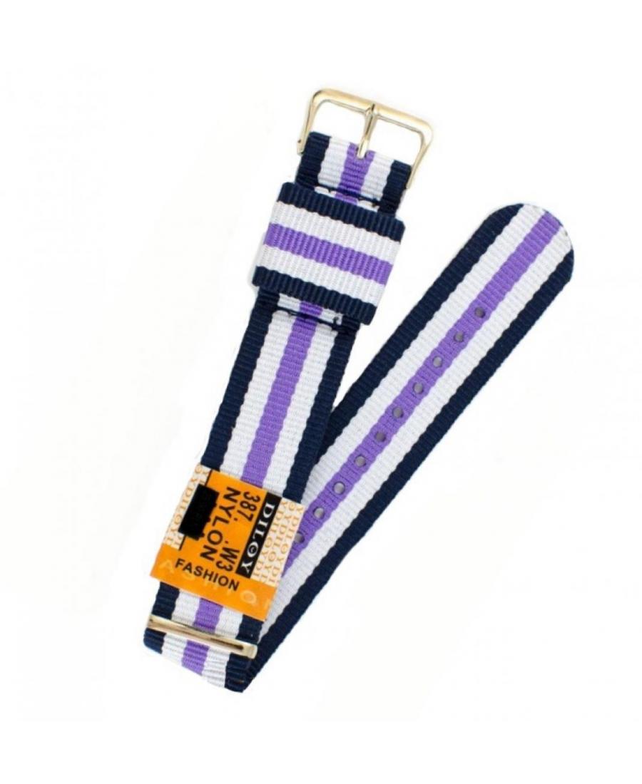 Watch Strap Diloy 387D.22.W3 Textile Purple Tekstylia Fioletowy 22 mm