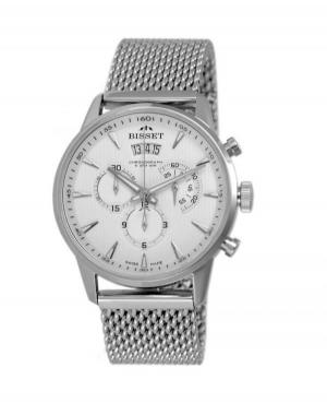 Men Classic Swiss Quartz Watch Chronograph BISSET BSDE88SISX05AX Silver Dial 50mm