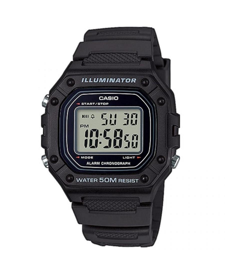Men Sports Functional Japan Quartz Digital Watch Alarm CASIO W-218H-1AVEF Black Dial 43mm