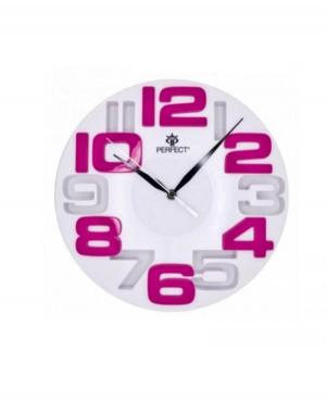Clock PERFECT WL689A WHITE/PINK Plastic White