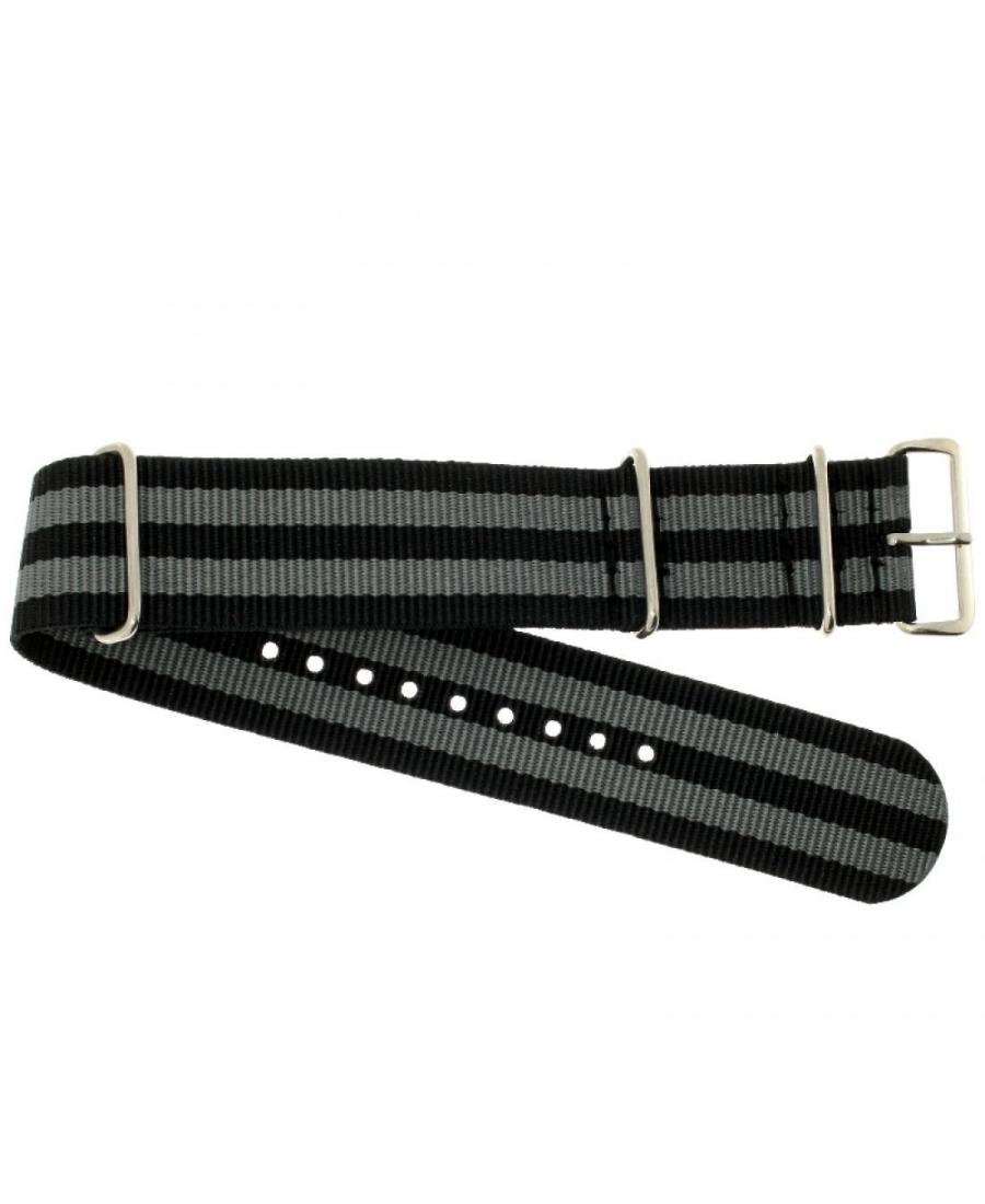 Watch Strap Woven miltary strap 111G.B/GSTP.24 Textile Gray Tekstylia Szary 24 mm