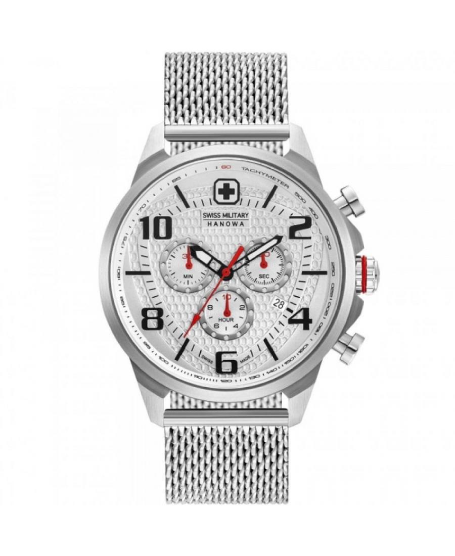 Men Functional Swiss Quartz Analog Watch Chronograph SWISS MILITARY HANOWA 06-3328.04.001 Silver Dial 45mm