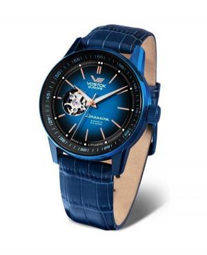 Men Fashion Classic Automatic Analog Watch Skeleton VOSTOK EUROPE NH38-560D681 Blue Dial 43mm
