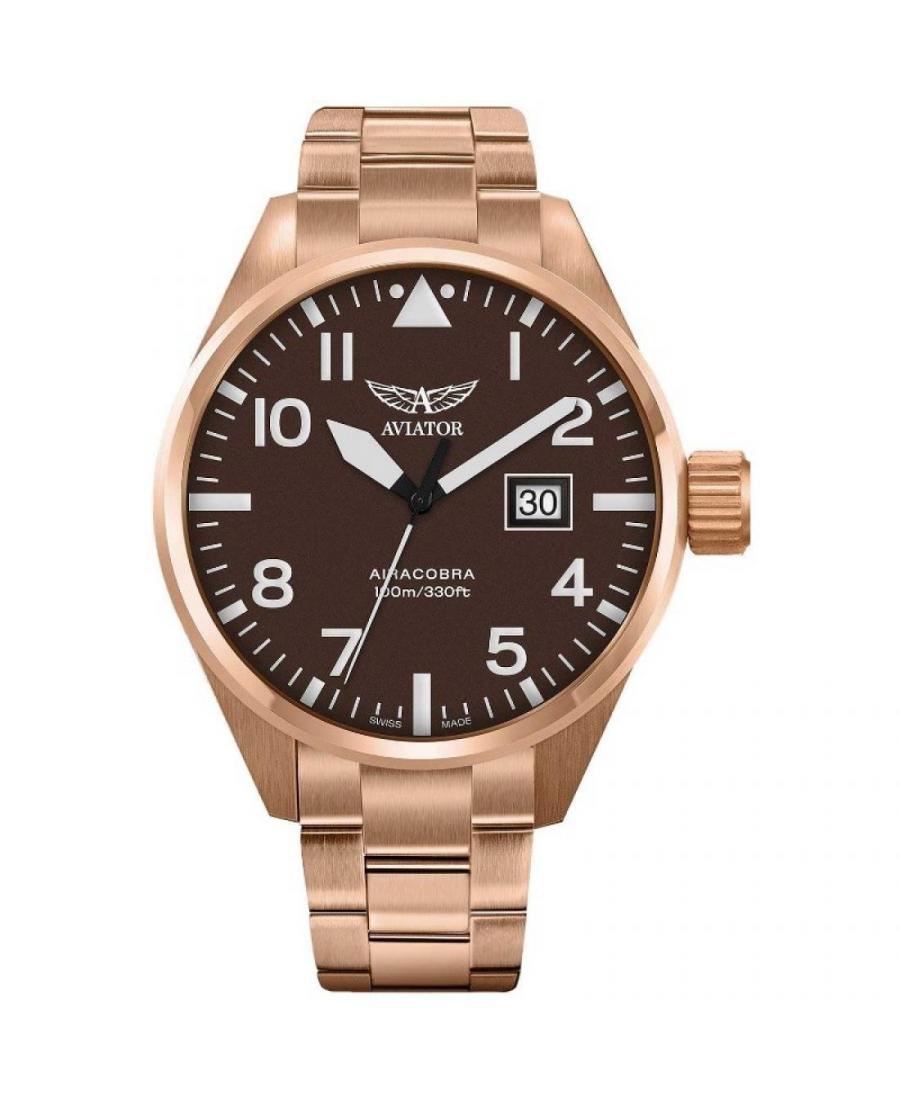 Men Swiss Classic Quartz Watch AVIATOR V.1.22.2.151.5 Brown Dial