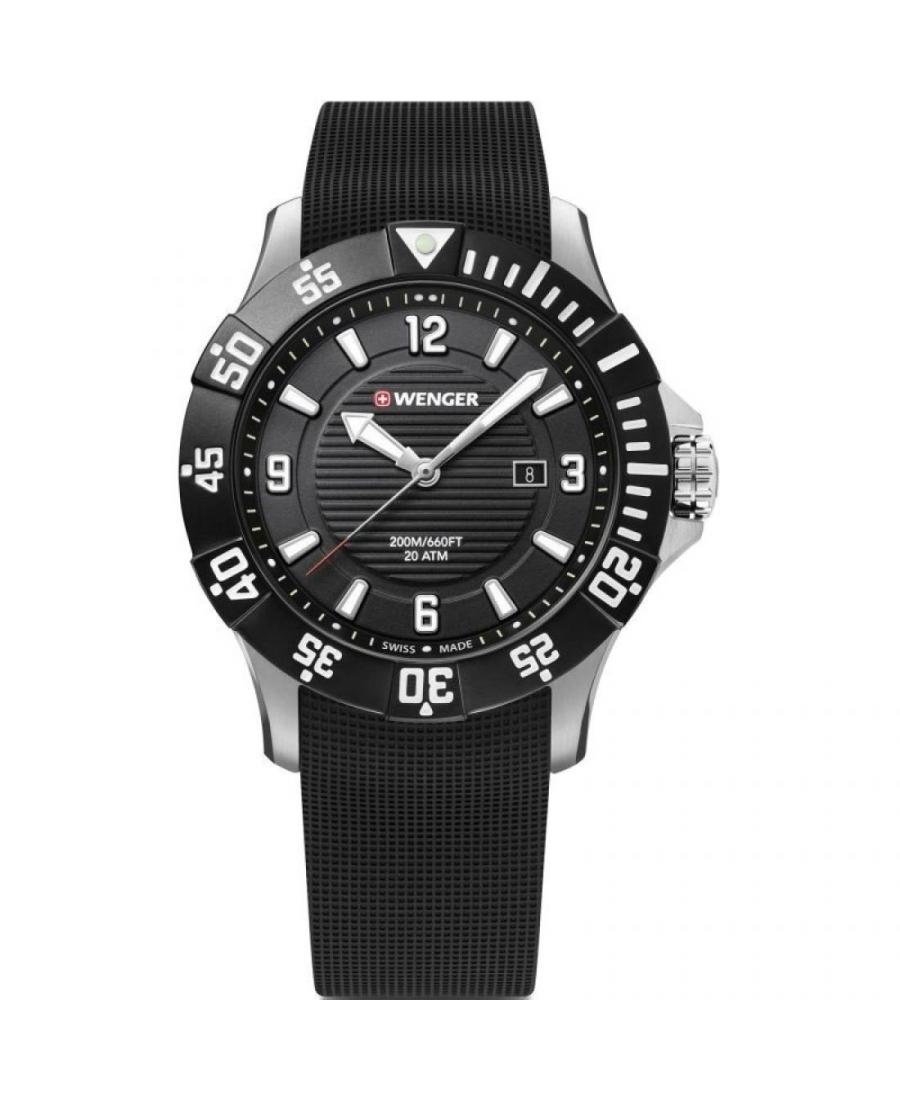 Mężczyźni sportowy Diver Szwajcar kwarcowy analogowe Zegarek WENGER 01.0641.132 Czarny Dial 43mm