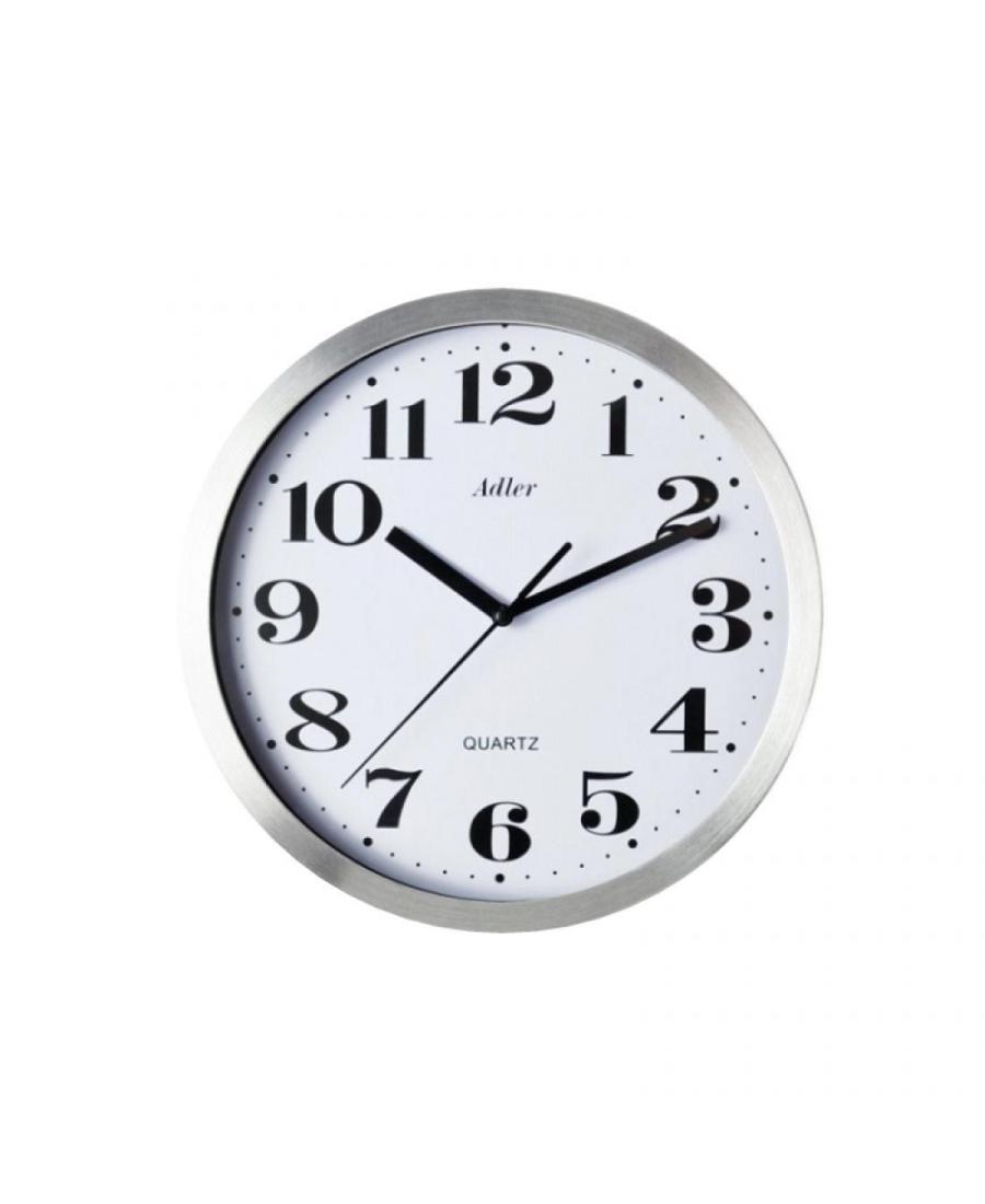 ADLER 30087 SILVER Wall clock Aluminum frame Aluminiowa rama Metal Kolor srebrny