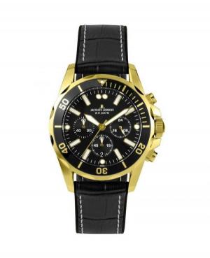Men Fashion Classic Diver Quartz Analog Watch Chronograph JACQUES LEMANS 1-2091E Black Dial 43mm