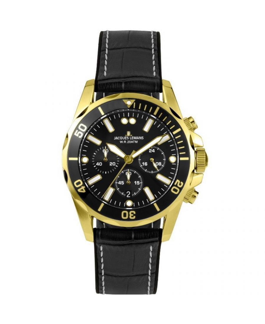 Men Fashion Classic Quartz Watch Jacques Lemans 1-2091E Black Dial