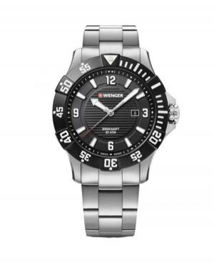 Men Classic Sports Diver Swiss Quartz Analog Watch WENGER 01.0641.131 Black Dial 43mm