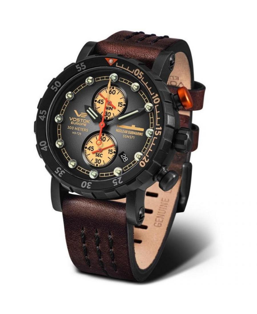 Mężczyźni sportowy Diver Luxury kwarcowy analogowe Zegarek VOSTOK EUROPE VK61-571C611 Brązowy Dial 45mm